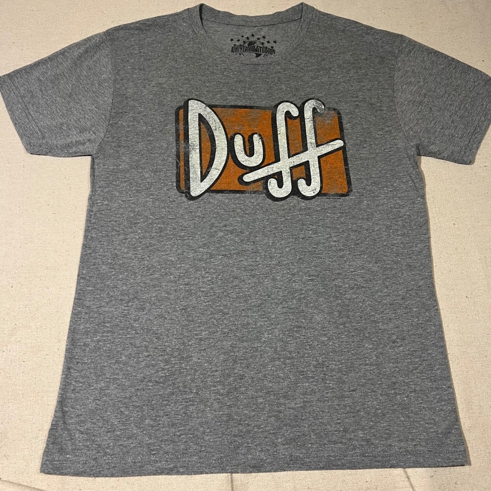 Universal Studios Duff‎ Beer T-Shirt Gray Graphic Tee Simpsons Adult Small S - Picture 2 of 5